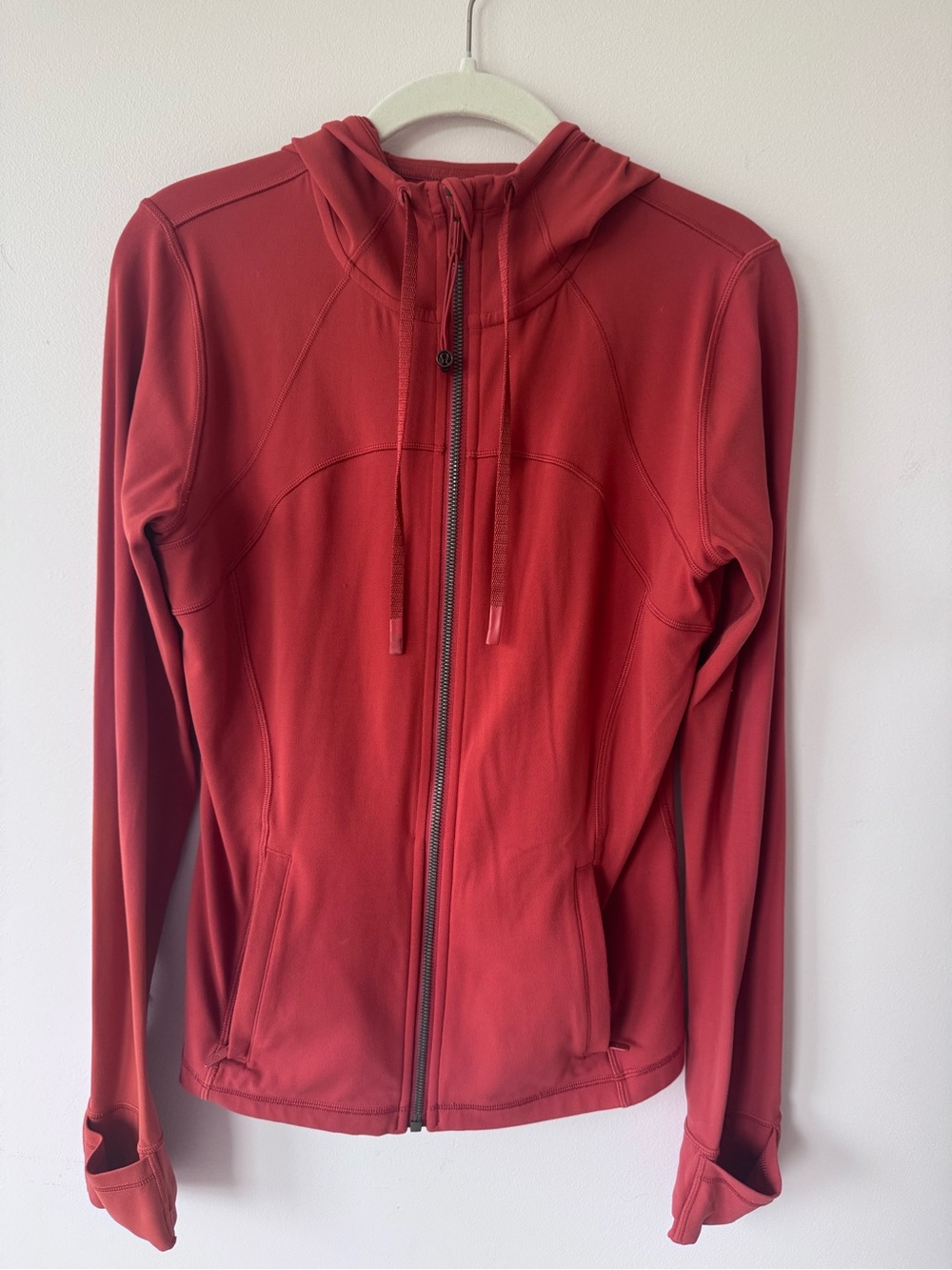 Lululemon Hooded Define Jacket Nulu Size 8 Terracotta Rust Red Full Zip